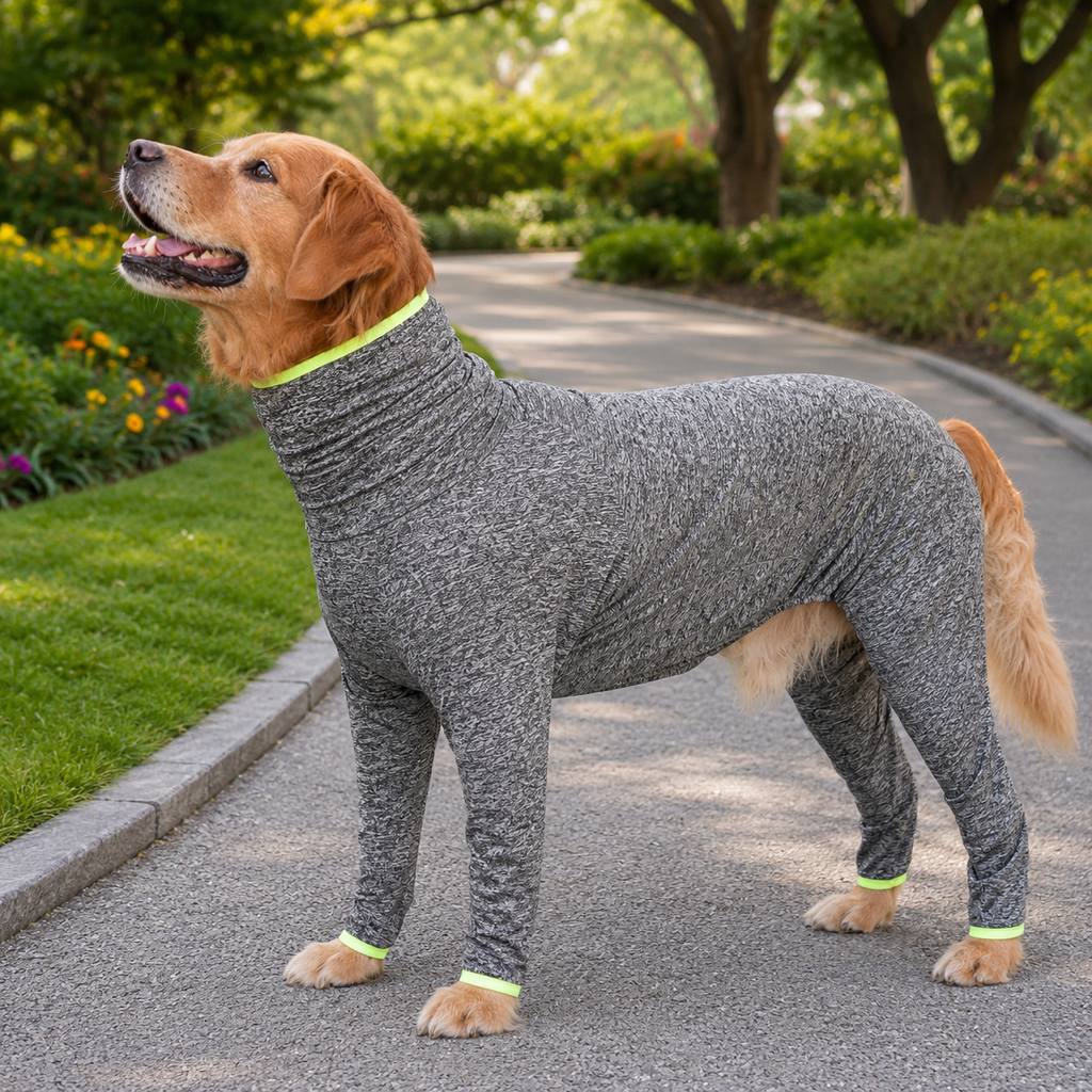 Ortekor Large Dog Full-Body Suit for Indoor Wear - Stretch 4-Leg Coverall