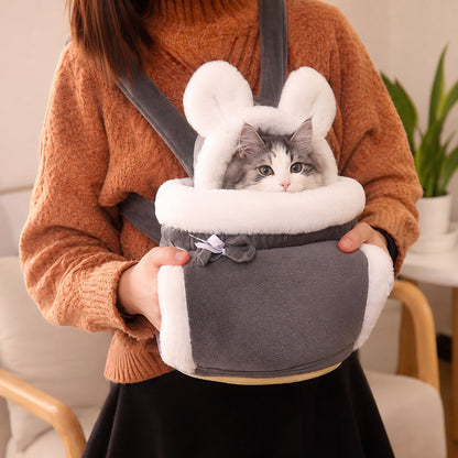 Ortekor Winter Warm Cat Carrier Backpack for Cold-Weather Outings - Plush Hands-Free Carrier for Cats & Small Pets