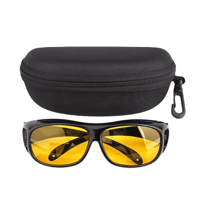 Anti-Glare Night Driving Glasses with Polarized Amber Lenses & Wraparound Frame for Headlight Glare Reduction, Fog & Low Light Vision