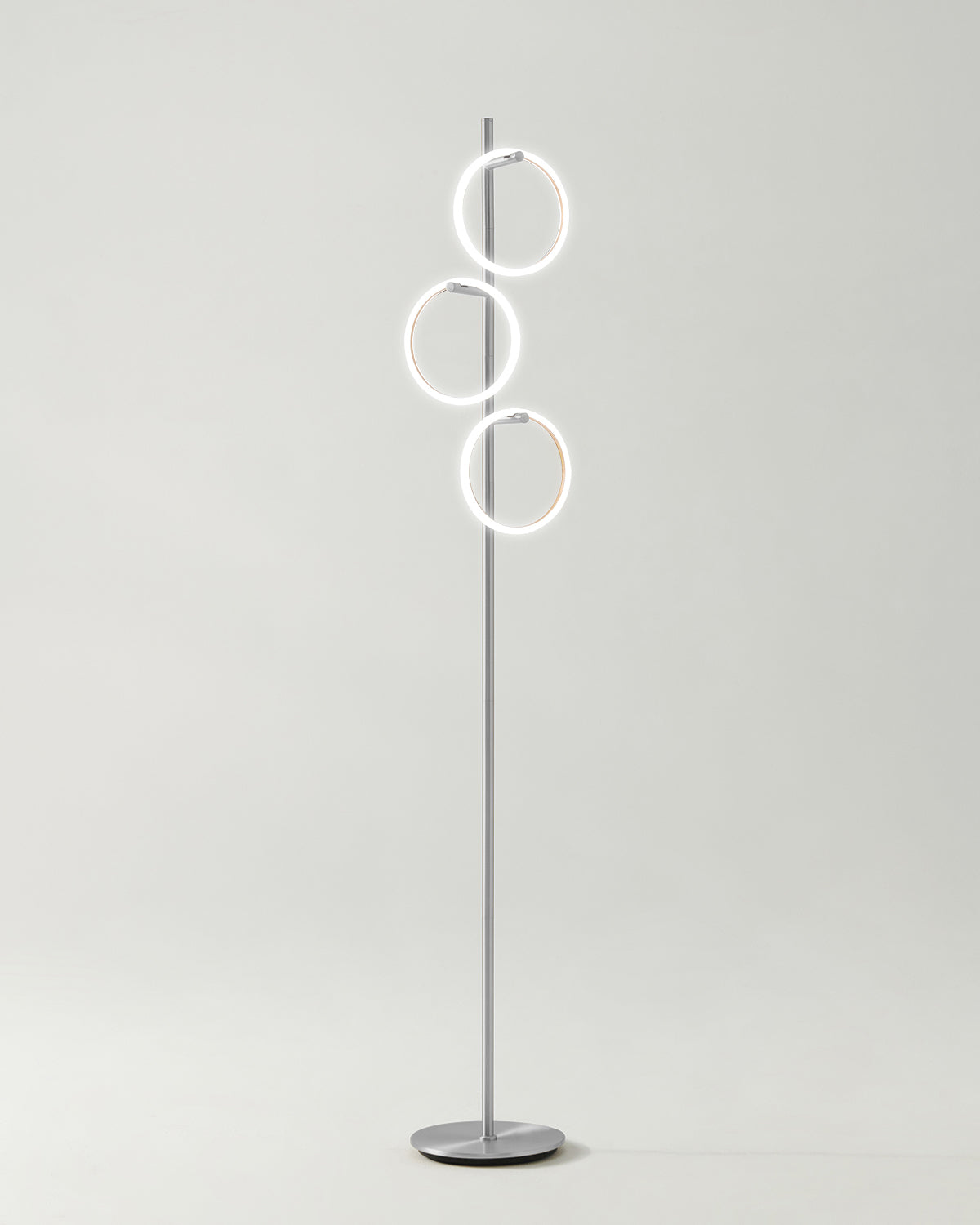 Triple-Ring LED Floor Lamp with Dimmer – 66" Tall Standing Light for Bedroom & Living Areas – Gold Metal Reading Lamp
