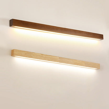 Applique murale LED linéaire en bois, lampe de miroir de courtoisie réglable à 3 températures de couleur pour salle de bain, chambre et couloir, style minimaliste nordique moderne