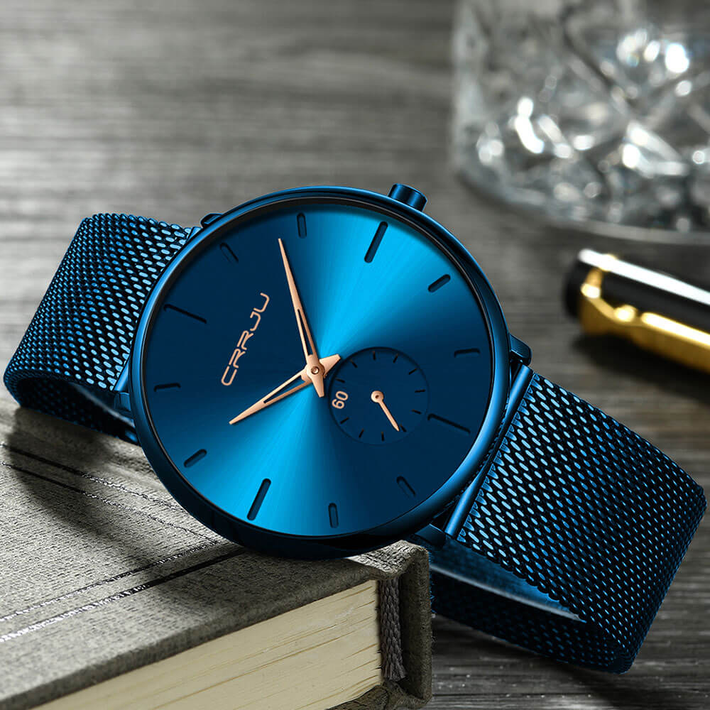 Men's Minimalist Quartz Wristwatch with Hardlex Crystal & Water Resistance for Business Casual Everyday Wear