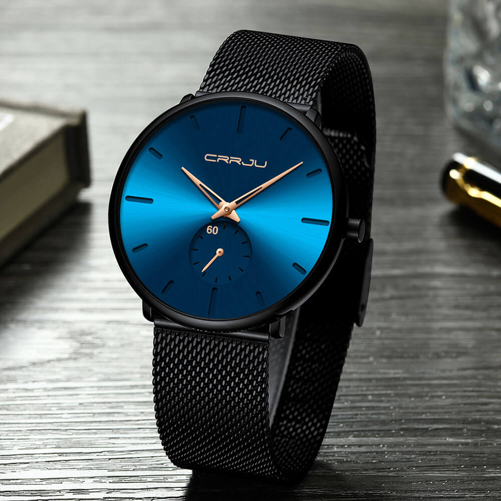 Men's Minimalist Quartz Wristwatch with Hardlex Crystal & Water Resistance for Business Casual Everyday Wear