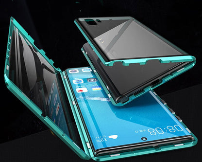 Coque de téléphone magnétique en verre trempé pour Samsung Galaxy avec protection double face et fermeture autobloquante
