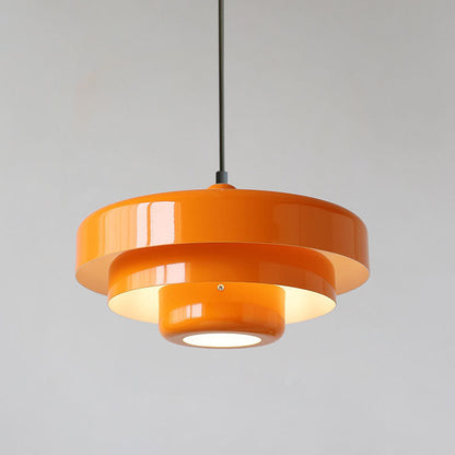 Hanging Ceiling Fixture 1-Socket Metal Shade Round Tiered Design Hardwired for Dining Room Kitchen Island Bar