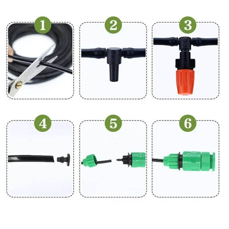 Automatic Garden Watering Kit with Adjustable Spray Nozzles for Vegetable Beds, Greenhouses & Flowerbeds