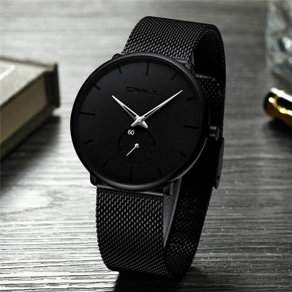 Men's Minimalist Dress Watch with Textured Dial – Slim 7mm Case, Scratch-Resistant Crystal, Water Resistant Quartz Movement for Business &
