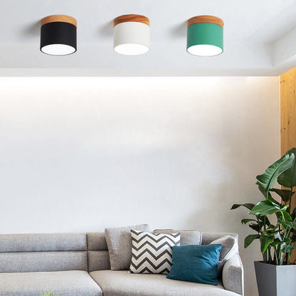 Round Compact LED Ceiling Light with Tri-Color Temperature Switch for Hallways, Bedrooms & Living Rooms | Modern Nordic Style Flush Mount