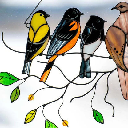 Metal Bird Window Catcher with Rainbow Glass Accents – Hanging Art Décor for Windows, Walls & Shelves