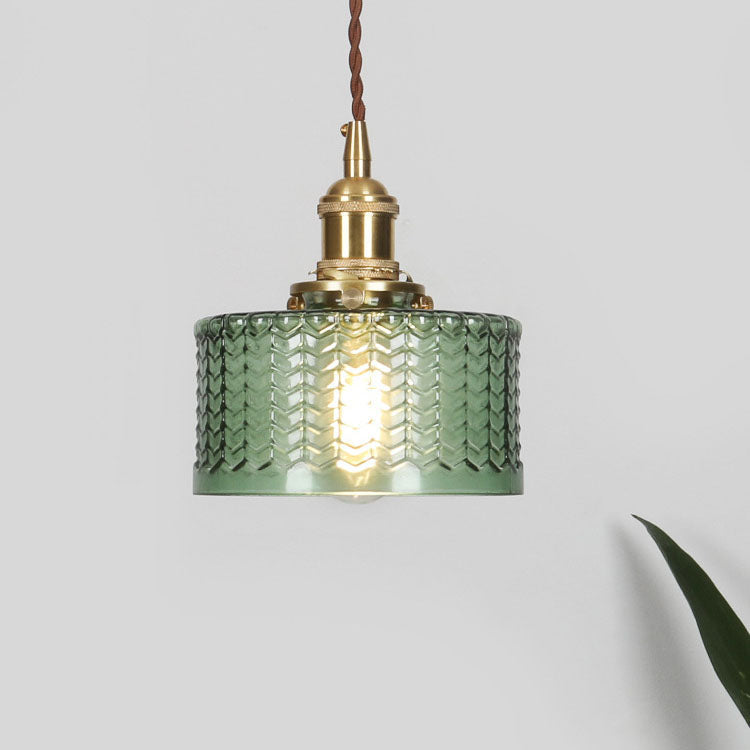 Glass Globe Hanging Ceiling Fixture Copper Accent Single Bulb Socket Asian Inspired Decor for Bedroom Entryway Dining Room Kitchen Island
