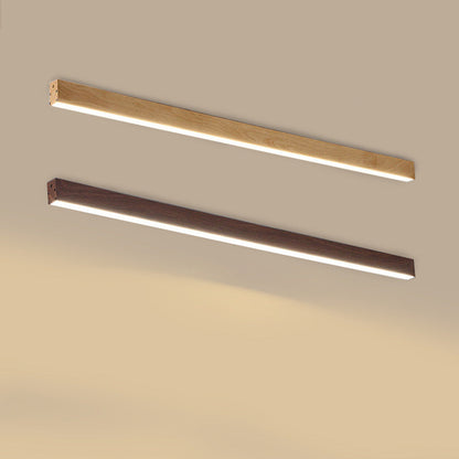 Hardwired LED Ceiling Light Fixture 24 in Aluminum Walnut Finish for Bedroom Living Room Hallway Low Profile Modern Indoor Lighting