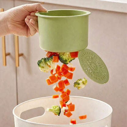 Tap-Mounted Food Scrap Catcher with Push-Button Release 8×5.6×5.1 Inches for Veggie Prep Scraps Fruit Washing Over-Sink Waste Bin