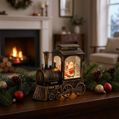 CLAUSGLOBE – Santa Train Snow Globe Lamp for Magical Holiday Ambience
