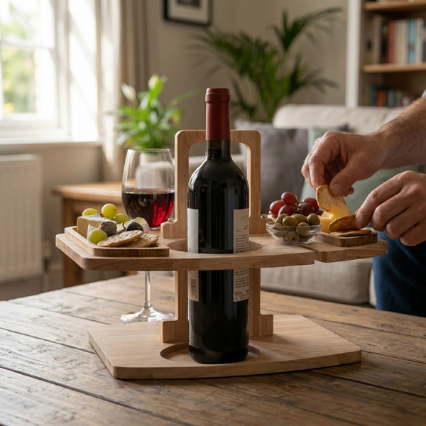 VINEREST – Table de pique-nique à vin en bois avec compartiments divisés