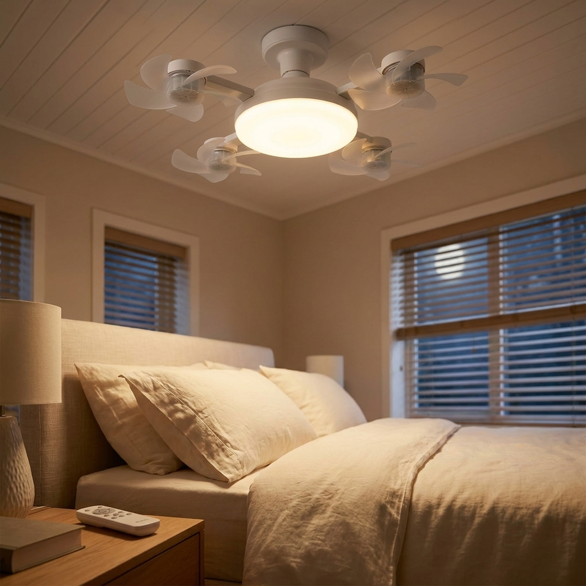 QUADAIR – LED Ceiling Light with Four Fans for Everyday Comfort