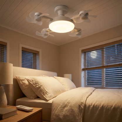 QUADAIR – LED Ceiling Light with Four Fans for Everyday Comfort