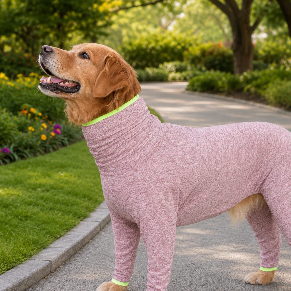 Ortekor Large Dog Full-Body Suit for Indoor Wear - Stretch 4-Leg Coverall