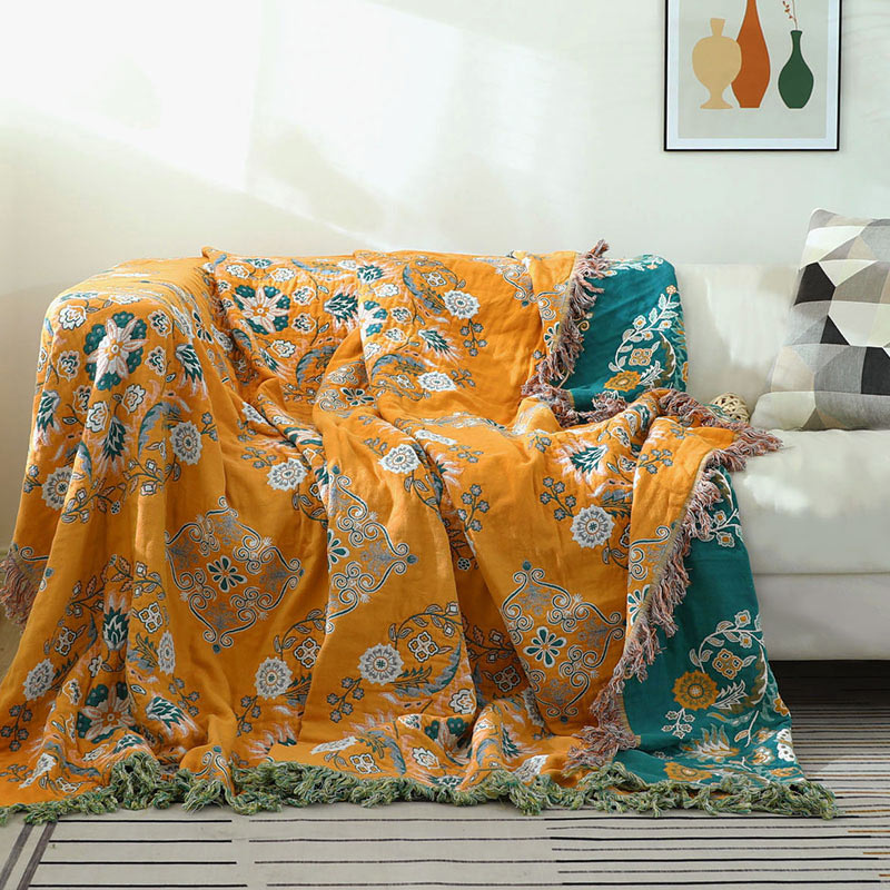 Reversible Cotton Quilt Lightweight Floral Bedspread for All Seasons Queen King Full Size Breathable Coverlet