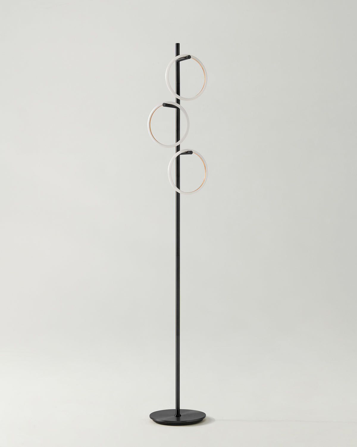 Triple-Ring LED Floor Lamp with Dimmer – 66" Tall Standing Light for Bedroom & Living Areas – Gold Metal Reading Lamp