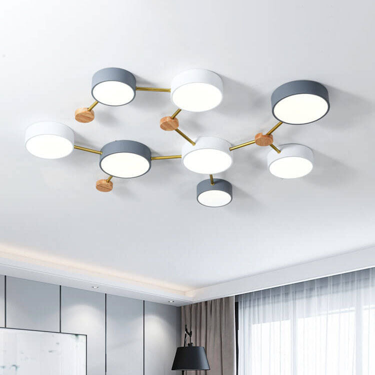 Contemporary Ceiling Light with Natural Wood Accents & Integrated LED | Geometric Multi-Bar Design for Living Rooms, Bedrooms, Hallways
