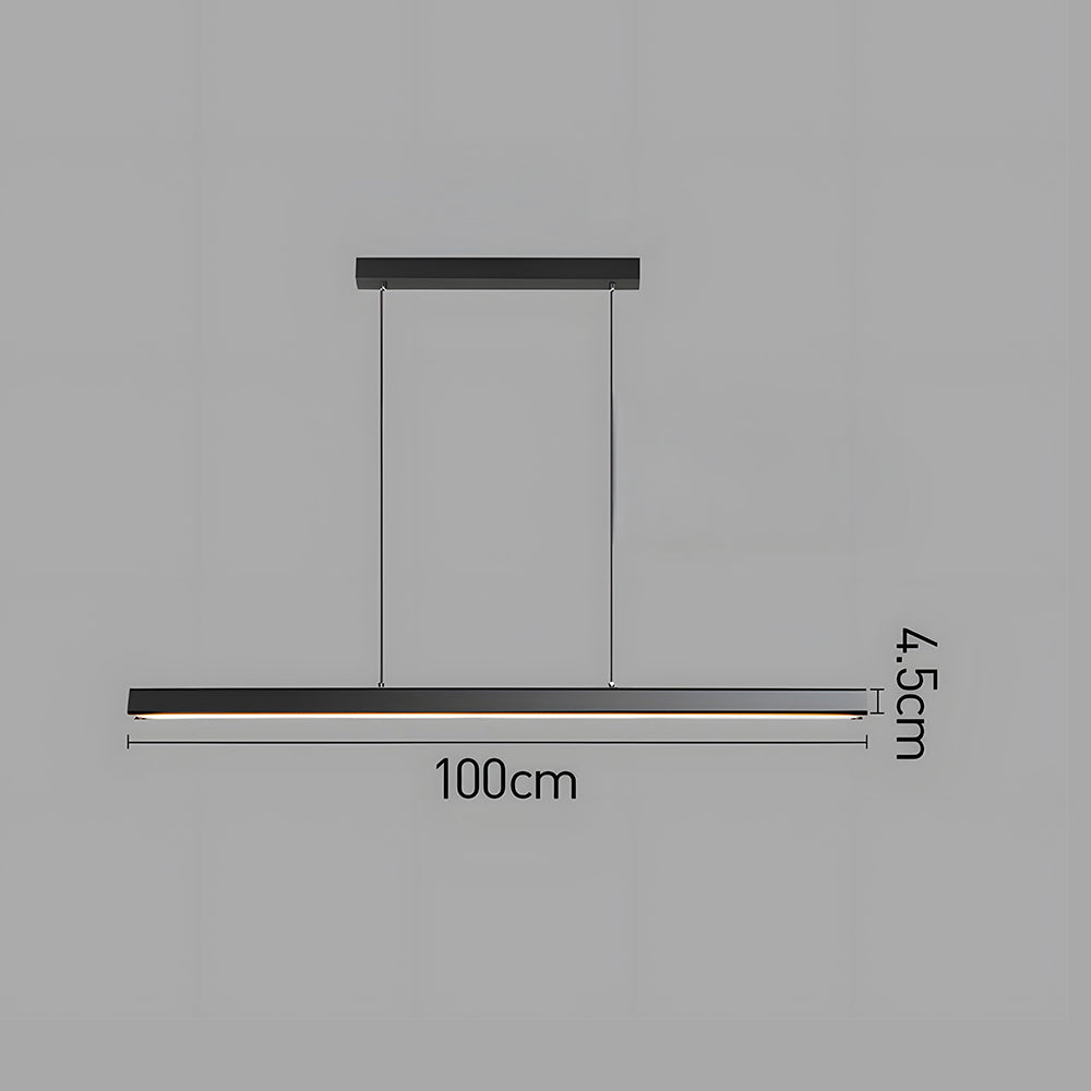 Linear Metal LED Fixture 47 in Black Kitchen Island Overhead Bar Lamp Slim Profile Adjustable Drop Modern Minimalist Style for Dining Room W