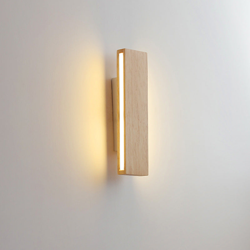 Rotating LED Wall Sconce with Wood Accent – Adjustable Minimalist Light for Bedroom & Living Room