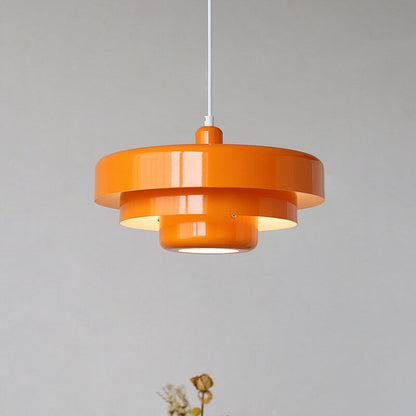 Hanging Ceiling Fixture 1-Socket Metal Shade Round Tiered Design Hardwired for Dining Room Kitchen Island Bar