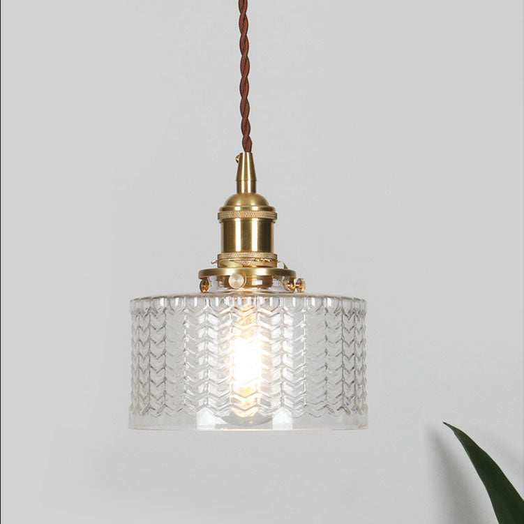 Glass Globe Hanging Ceiling Fixture Copper Accent Single Bulb Socket Asian Inspired Decor for Bedroom Entryway Dining Room Kitchen Island