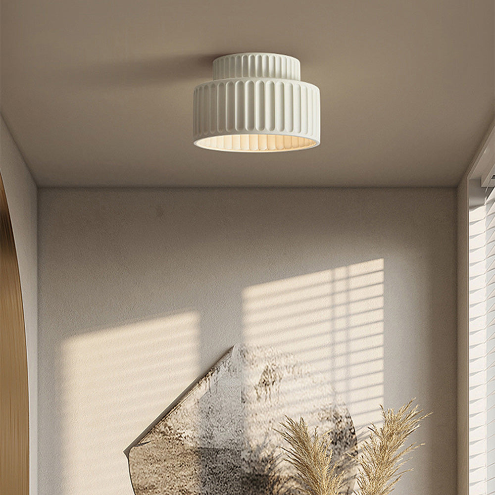 Plafonnier encastré en résine, douille E27, abat-jour texturé blanc pour cuisine, chambre, couloir, style moderne, minimaliste et scandinave à profil bas