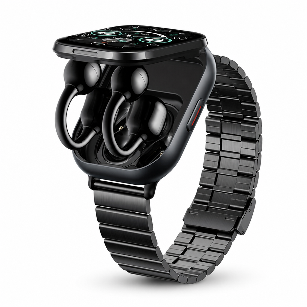 Montre connectée à écran tactile HD avec écouteurs sans fil intégrés