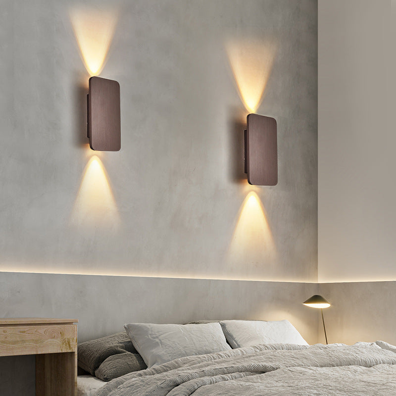 Rectangular Metal Wall Sconce with Warm LED Light for Bedroom & Living Room | Modern Hardwired Fixture in Gold, Black, White, Gray & Brown