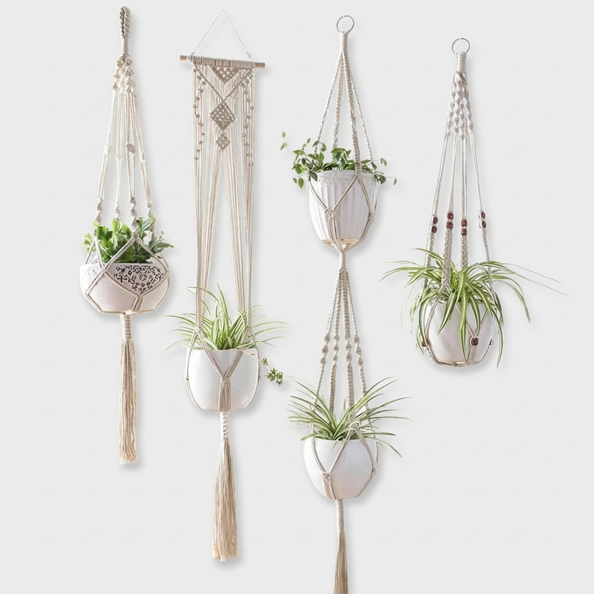 HANGBELLE – Ensemble de 4 paniers suspendus pour une décoration intérieure pleine de charme
