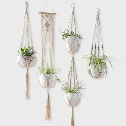 HANGBELLE – Ensemble de 4 paniers suspendus pour une décoration intérieure pleine de charme