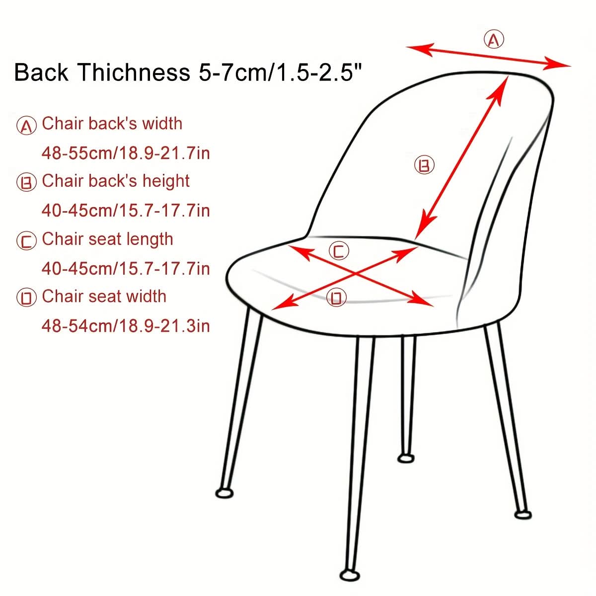 Stretch Dining Chair Slipcovers - Removable Washable Seat Protectors for Kitchen & Dining Room Furniture, Fitted Elastic Chair Covers for