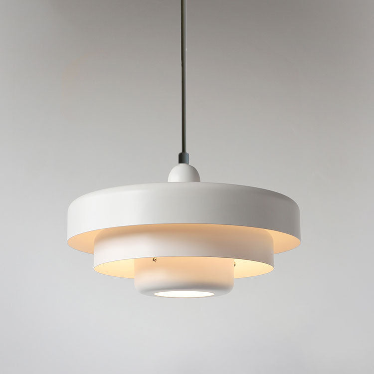 Hanging Ceiling Fixture 1-Socket Metal Shade Round Tiered Design Hardwired for Dining Room Kitchen Island Bar