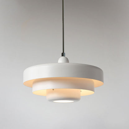 Hanging Ceiling Fixture 1-Socket Metal Shade Round Tiered Design Hardwired for Dining Room Kitchen Island Bar