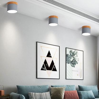 Round Compact LED Ceiling Light with Tri-Color Temperature Switch for Hallways, Bedrooms & Living Rooms | Modern Nordic Style Flush Mount