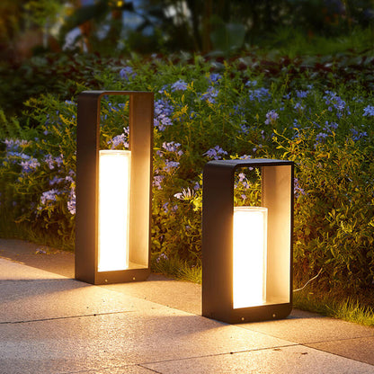 Exterior Aluminum LED Sconce Black 12-Inch Wall Mount for Pathway Fence Garden Entry Waterproof Solar or Hardwired 3-Temp