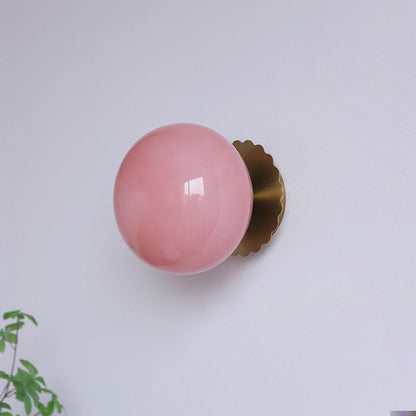 Metal & Glass Sconce Fixture 7 in Pink Beige White E26 Socket for Bedroom Office Hallway Ambient Task Lighting
