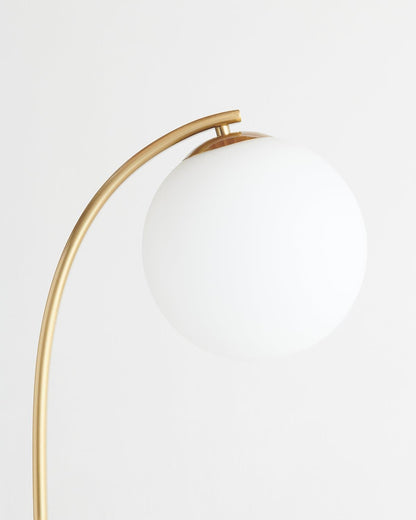 Curved Arc Floor Lamp with Marble Base & White Globe Shade 66 inches Tall Brass Accent Standing Light for Living Room Bedroom Reading Nook