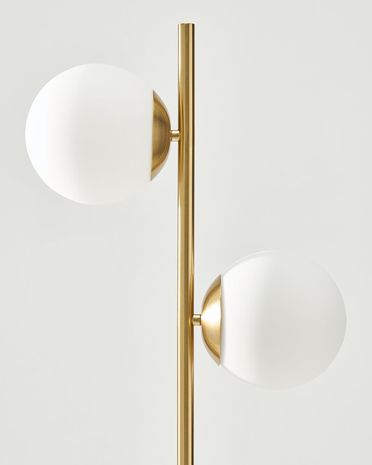 65-Inch Dual-Globe Standing Lamp White Frosted Glass Shades Metal Base Foot Switch 3000K Warm LED for Bedroom Reading Nook Corner Accent Sca