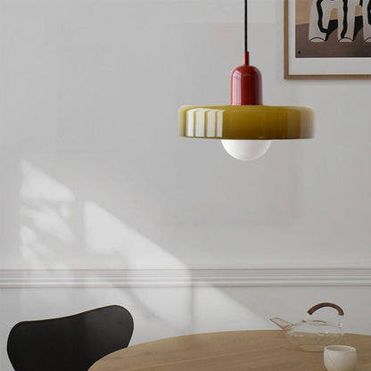 Handcrafted Art Glass Dome Pendant Light, Adjustable Modern Hanging Fixture for Dining Room Kitchen Island Living Room