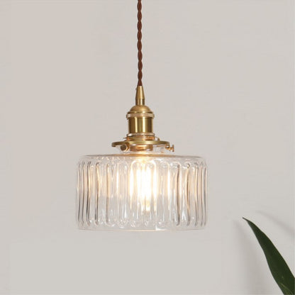 Glass Globe Hanging Ceiling Fixture Copper Accent Single Bulb Socket Asian Inspired Decor for Bedroom Entryway Dining Room Kitchen Island