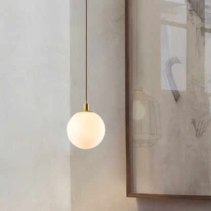 Adjustable Ceiling Pendant with Glass Shade for Entryway, Den, or Sleeping Space - Modern Suspended Fixture in White or Gold - 10 Inch Globe
