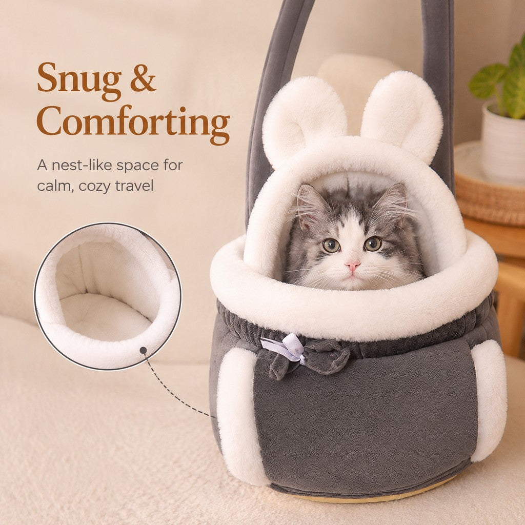 Ortekor Winter Warm Cat Carrier Backpack for Cold-Weather Outings - Plush Hands-Free Carrier for Cats & Small Pets