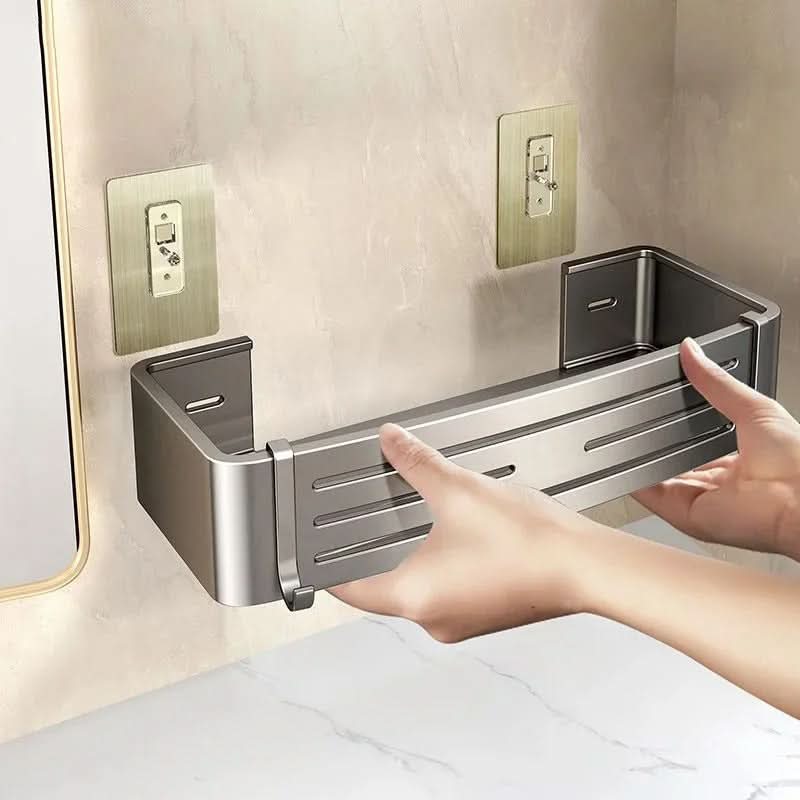 ALUMORA – Self Adhesive Aluminum Bathroom Shelf Organizer