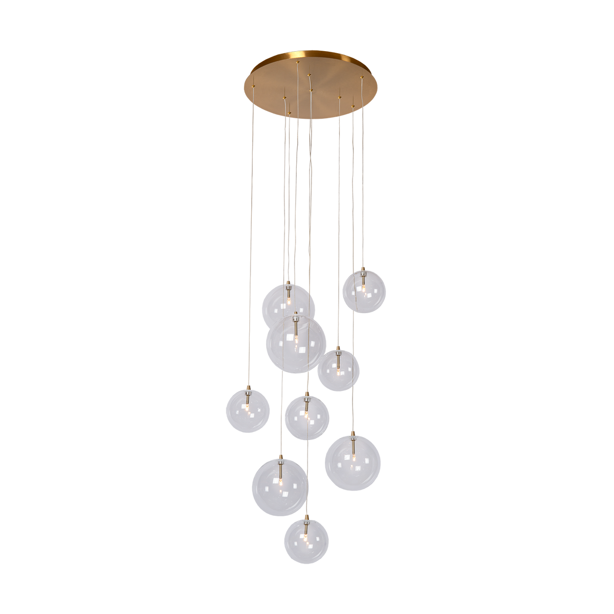 Multi-Globe Chandelier with Adjustable Drop Height 20 Inch Brass Finish for Dining Table Entry Foyer Kitchen Island Statement Lighting