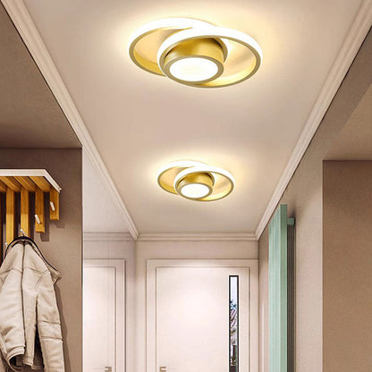 Dual-Loop LED Flush Mount Light Fixture Black Warm Glow for Entryways Contemporary Rooms Apartment Ceilings Low-Profile