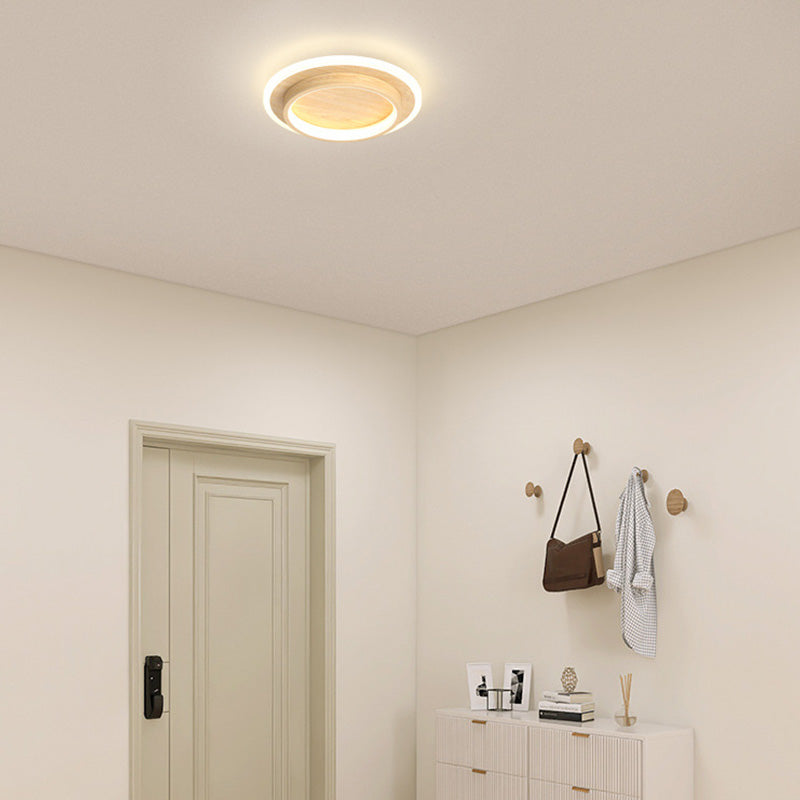 9.4 in Round LED Flush Mount Light with Ring Glow Effect for Hallways Bedrooms Entryways Modern Low-Profile Fixture Aluminum Acrylic