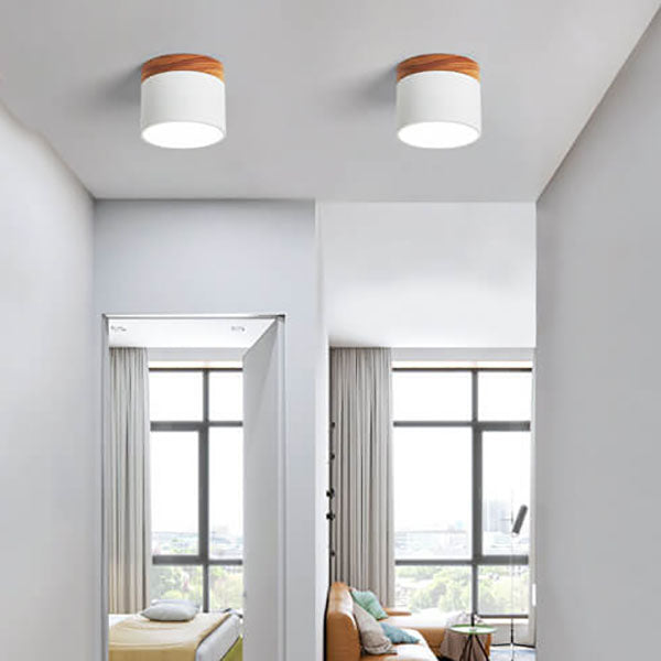 Round Compact LED Ceiling Light with Tri-Color Temperature Switch for Hallways, Bedrooms & Living Rooms | Modern Nordic Style Flush Mount